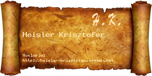 Heisler Krisztofer névjegykártya
